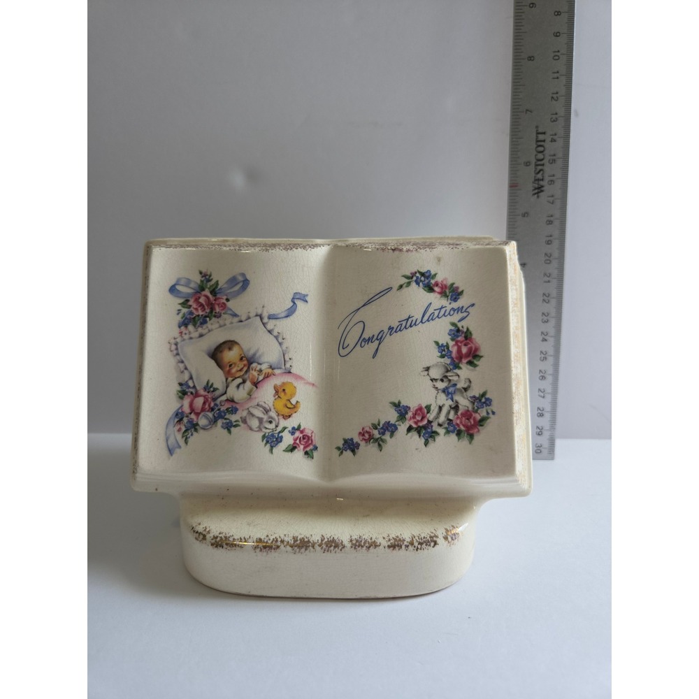 Vintage Royal Windsor Books of Remembrance Baby Congratulations Ceramic Planter